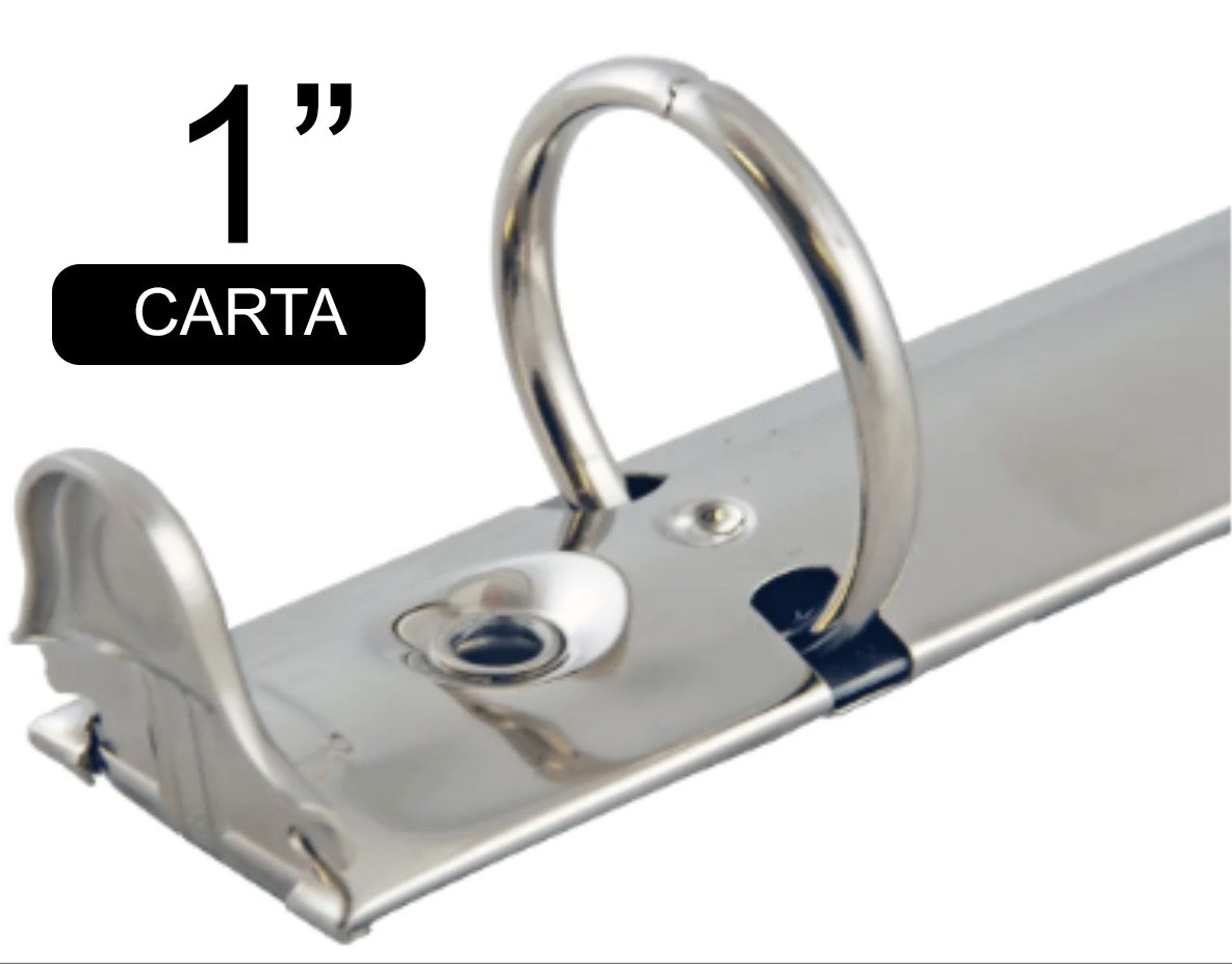 Herraje tamaño carta de tres argollas circulares con diámetro de 1 pulgada, base de 26 mm, acabado níquel. Ideal para carpetas y encuadernación de documentos. Capacidad para 200 hojas estándar. Herraje tamaño carta de tres argollas circulares con diámetro de 1 pulgada, base de 26 mm, acabado níquel. Ideal para carpetas y encuadernación de documentos. Capacidad para 200 hojas estándar.